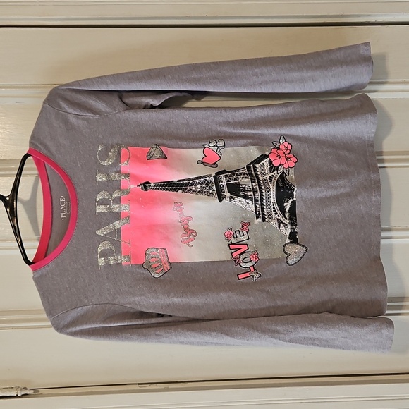 The Children's Place Sparkling Paris Graphic Long Sleeve Top Size 14 - Picture 1 of 9